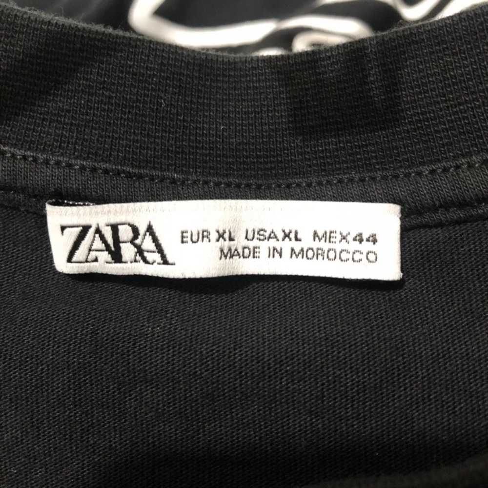Zara T-Shirt Men XL Black Cotton Spell Out Love Short Sleeve Single Stitch - Picture 4 of 4